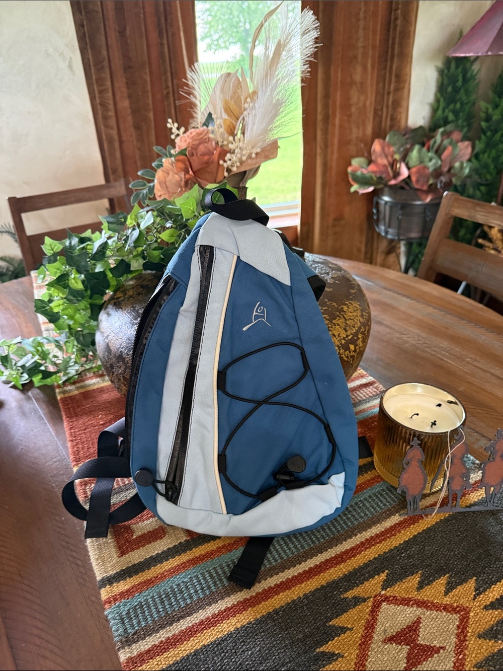 Casual Blue Sling Backpack